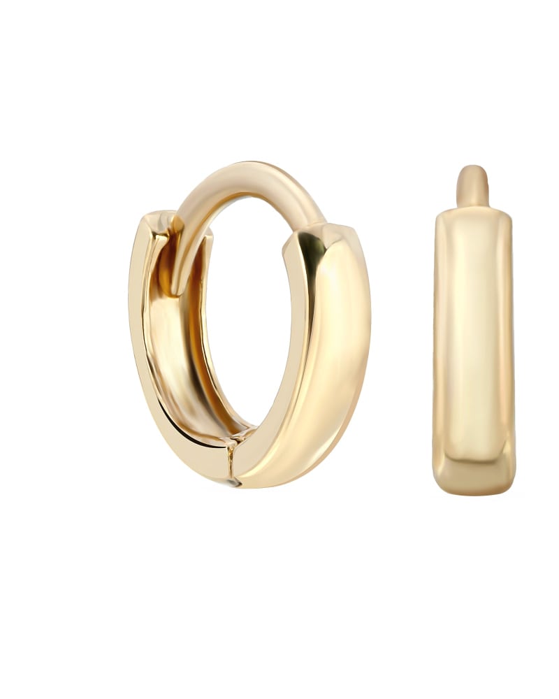 Front of a size one-size-fits-all 14K Gold Micro Huggies Gold in Gold by Eklexic. | dia_product_style_image_id:282810